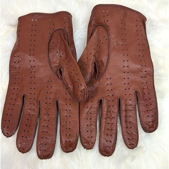 Sermoneta Gloves Italy Driving Gloves Cognac Brown Soft Leather Men’s 9 1/2 - Picture 5 of 11